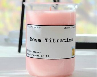 Chemistry Beaker Soy Candle | Rose Titration | Science Day Gift | Lab Week Gift | Chemistry Decor | Pink Titration Candle | Lab Week