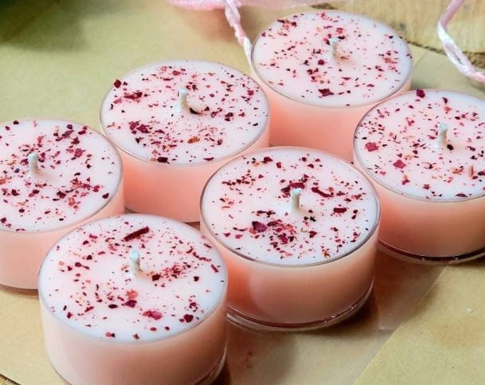Cherry Blossom Tealight Candles | Set of 6 | Soy Wax Tealight Candle Set | Aromatherapy