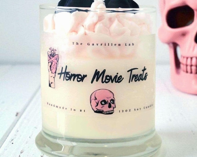 Horror Movie Candle | 12oz Spooky Soy Candle | Halloween Horror Decor | Scary Movie Gift | Spooky Basket Gifts for Her | Pink Halloween