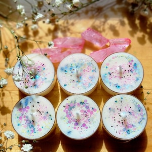 Sea Salt Orchid Soy Tea Light Candles: Set of 6, Tealights for Wedding Favors, Party Favors, Home Decor, and Gift Ideas