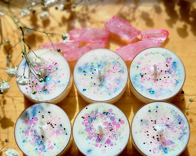 Sea Salt and Orchid Soy Tea Light Candles | Set of 6 | Floral Scent | Home Decor | Soy Tea Light Candles