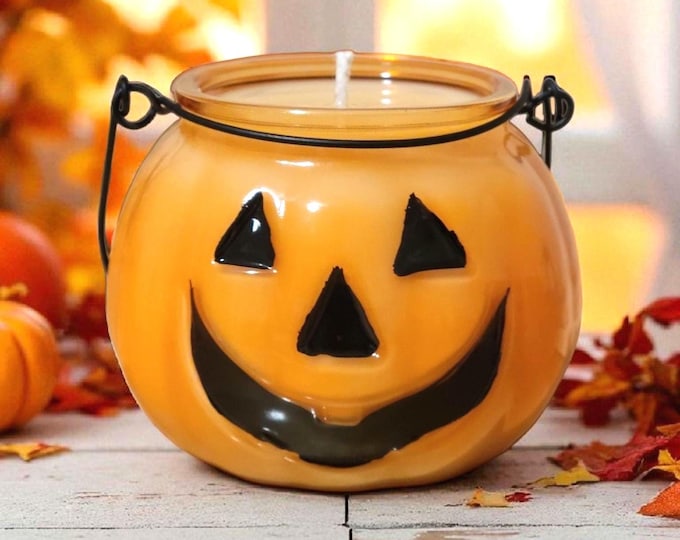 Jack O lantern Soy Candle | Choose Your Scent | Pumpkin Glass Candle | Summerween Decor | Halloween Home Decor