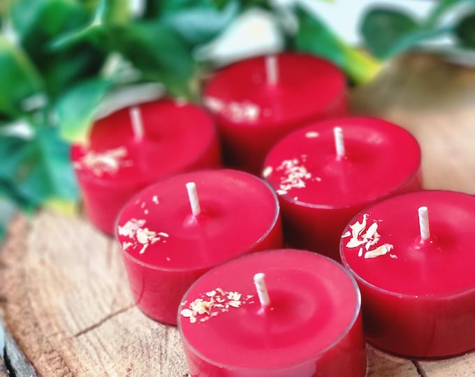 Love Spell Scented Tealight Candles - Handmade Soy Wax Tealights - Non Toxic - Made with Premium Fragrance and Essential Oils - Set of 6