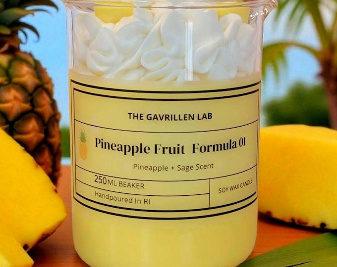 Pineapple Soy Candle: Tropical Fruit Scent, Whipped Wax Beaker Candle
