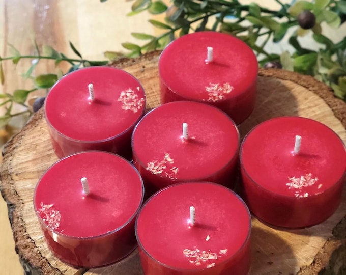 Rosewood Tealight Candles | Set of 6 | Handmade with Natural Soy Wax | Gifts and Decor | Soy Tealights | Gifts for Her