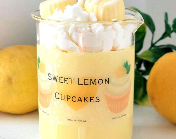 Lemon Cupcake Candle | Whipped Soy Wax Candle | Dessert Candle | Sweet Scented Candle | Lemon Scented Candle Decor