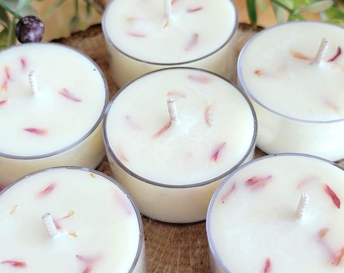 Peony & Prosecco Scented Soy Tealight Candles: Set of 6, Tealights for Birthdays, Weddings, Parties and Home Decor