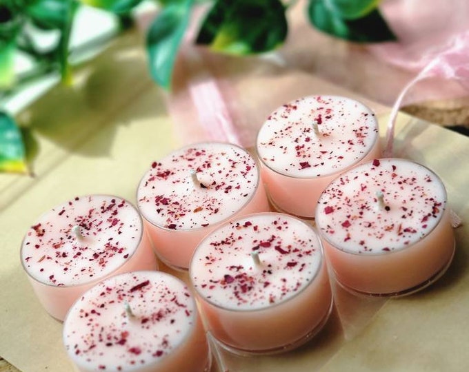 Cherry Blossom Tealight Candles | Set of 6 | Soy Wax Tealight Candle Set | Aromatherapy