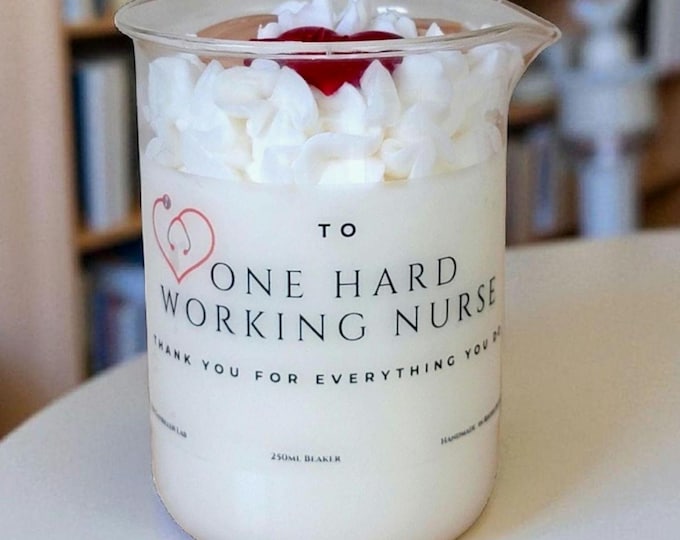 Nurse Gift: To One Hardworking Nurse Soy Wax Beaker Candle, Nurse Appreciation Gift, Thank You Gift, Christmas Gift for Nurse