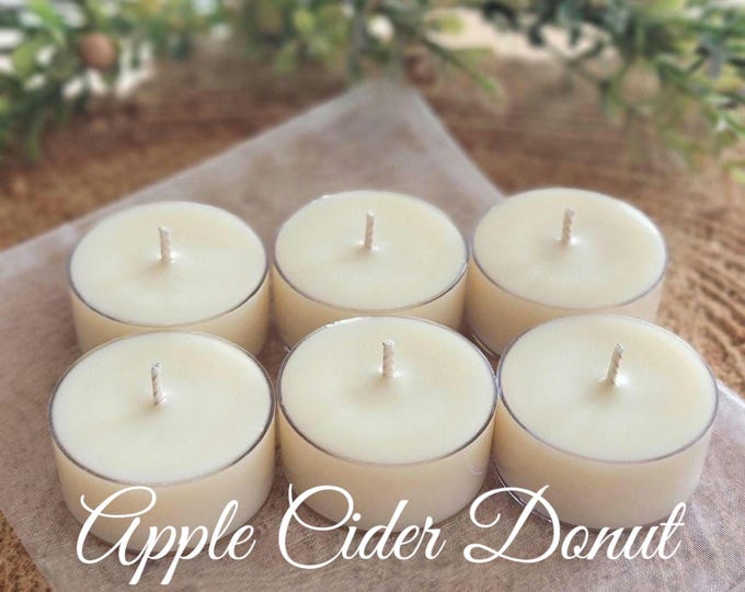 Apple Cider Donut Scent Soy Tealight Candles | Set of 6 | Scented Tealights | Home Decor