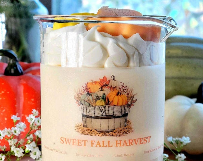 Fall Harvest Candle | Soy Wax Beaker Candle | Autumn Scented Soy Candle | Cozy Fall Home Decor | Seasonal Candle Gift | Handmade Fall Candle