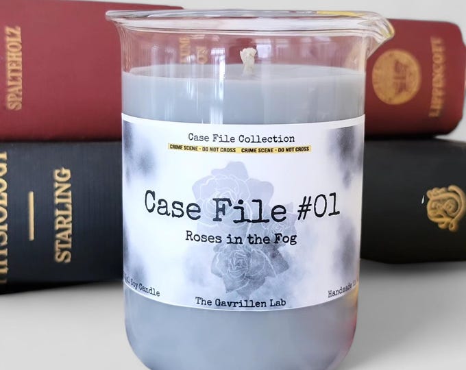 Crime Scene Soy Candle | True Crime Gift | Case File 01 | Roses in the Fog | True Crime Valentine | True Crime Lovers Candle