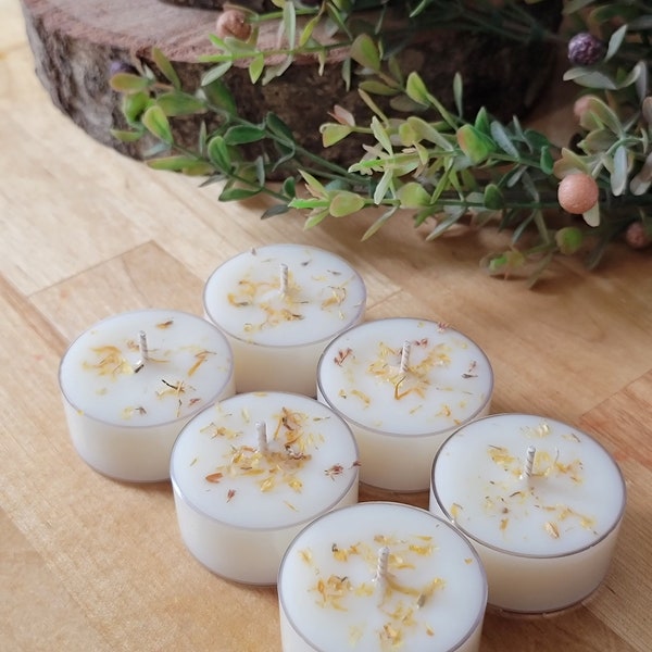 Tea Light Candles | Lemon Cake Scent | Soy Wax | Set of 6 | Home Decor | Non Toxic | Scented | Aromatherapy Candle Set | Spring Decor