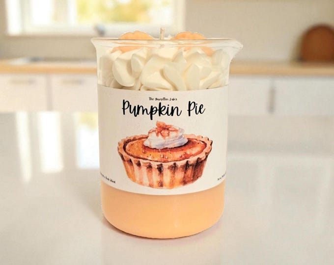 Pumpkin Pie Candle: Handmade Soy Candle Beaker Candle, Dessert Candle, Fall Scented Candle, Fall Pie Candle, Seasonal Decor, Autumn Decor