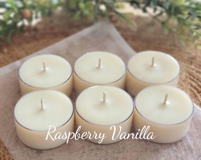Raspberry Vanilla Soy Tealight Candles: Set of 6, Tealights for Birthdays, Weddings, Parties and Home Decor