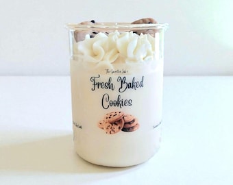 Dessert Candle : Fresh Baked Cookies Beaker Candle, Chocolate Chip Cookie Scent, Handmade Soy Candle