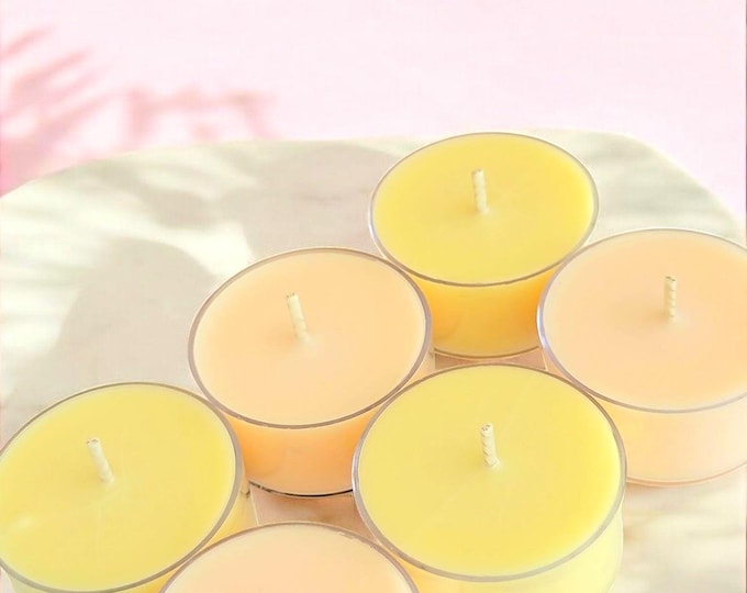 Strawberry Banana Soy Tealight Candles | Set of 6 | Bakery Scents | Non Toxic