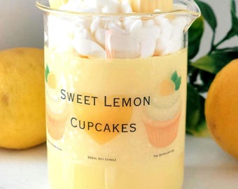 Lemon Cupcake Beaker Candle : Soy Dessert Candle