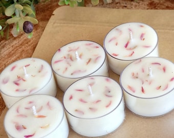 Water Lily Jasmine Soy Wax Tea Lights: Set of 6, Floral Tealights