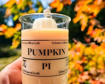 Science Beaker Candle | Pumpkin PI Soy Candle | Pumpkin Soufflé Scent | Fall Candles | Science Home Decor |  Reusable Glass Beaker