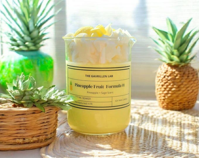 Pineapple Fruit Soy Candle - Whipped Soy Wax Beaker Candle - Handmade in a Real Chemistry Grade Glass Beaker - Summer Candle