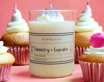 Chemistry and Cupcakes Beaker Candle | Chemistry Themed | Science Day Gift | Lab Week Gift | Handmade Soy Wax Candle | Vanilla Cupcake Scent