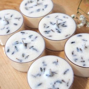 Lavender and Sage Soy Tea Lights | Set of 6 | Lavender Candles | Herbal Candles | Aromatherapy