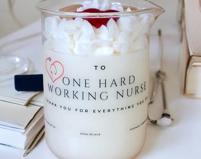 Nurse Appreciation Beaker Candle - Handmade with Soy Wax - Perfect for Nurse Week, Nurse Appreciation, Thank You Gifts - Choose Your Scent