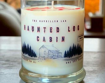 Halloween Soy Candle: The Haunted Log Cabin 12oz Soy Wax Candle, Spooky Decor, Fall Scented Candle, Horror Home Decor, Spooky Candle