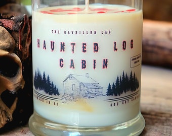 The Haunted Log Cabin Soy Candle | Horror Themed Candle | Spooky Gifts and Decor | Creepy Decor | Summerween Candle Decor | Halloween Candle