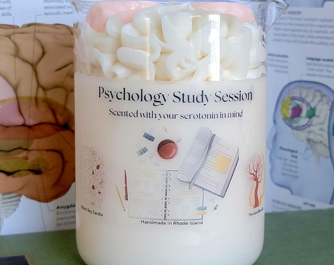 Psychology Study Candle:  Soy Candle, Study Motivation, Psychology Desk Decor, Beaker Candle, Psychology Major, College Student Gift