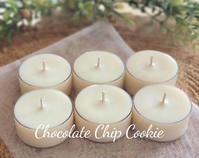 Chocolate Chip Cookie Soy Tealight Candles, Set of 6, Tealight Candles for Home Fragrance, Gifts, and Favors