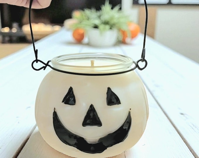 Pumpkin Jar Candle, 12oz, Jack O Lantern, Halloween Candle, Spooky Decor, Boo Basket Gift, Fall Candle, Fall Home Decor, Gifts for Halloween