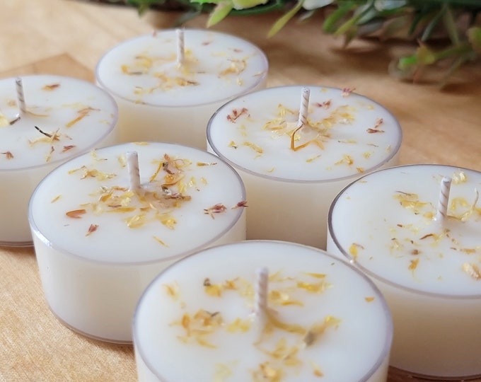 Lemon Cake Soy Tealight Candles - Candle Set of 6 Natural Soy Wax Tealight Candles - Perfect for Home Decor, Candle Favors and Gifting