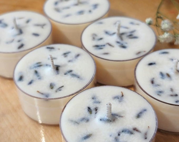 Lavender and Sage Tea Light Candles | Scented Tea Light Candles | Non Toxic Soy Candles | Set of 6 | Home Decor and Gift Set | Aromatherapy