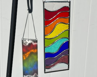 Rainbow Curves Stained Glass Panel