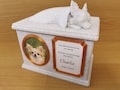 Forever Cherished, Long Haired/short-haired Chihuahua Memorial Urn Box, ornate sleeping doggy urn, stylish dog urn. product logo