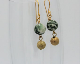 Green Tree Agate Drop Earrings