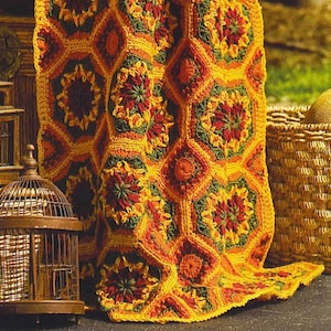 STUNNING Vintage Spanish Afghan Crochet Pattern PDF Instant Download Boho Native Style Afghan Throw Blanket