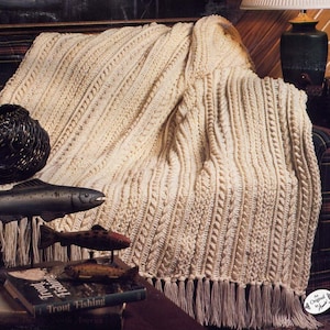 Vintage Crochet Afghan Aran Pattern  Pdf Instant Download Housewarming  Throw Blanket Bedspread