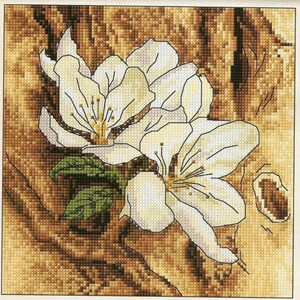 Vintage witte bloem kruissteekpatroon FLORAL X Stitch PDF Download Spring Stitch Design