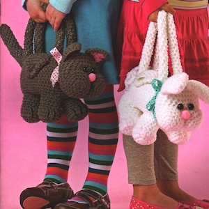 CUTE Six Crochet Animal Purses For Girls Kids Animal Critters Instant Download PDF CUTE Bags Original Gift Idea