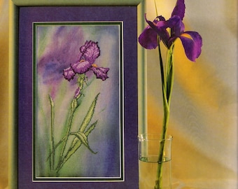 ALMOST FREE  Vintage IRIS Cross Stitch Chart Flower Embroidery Spring Flowers Easy Cross Stitch Embroidery Design Stitching