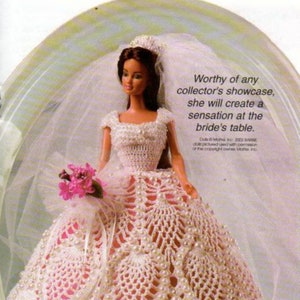 CUTE Vintage Fashion Doll Crochet Outfits Pdf Instant Download Doll Wedding Dress 11 1/2 Fashion Doll