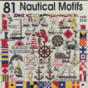 81 Motivos NÁUTICOS Conjunto de padrões de ponto cruz vintage em PDF Download instantâneo Ponto cruz do mar Golfinhos X Stitch Easy Quickies Mini ponto cruz