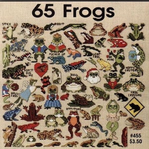 65 FROGS Cross Stitch Patterns Set Pdf Instant Download Mini Cross Stitch Easy Embroidery Needlepoint Design Gift Idea