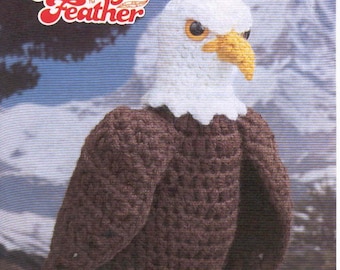 Vintage Bald Eagle Crochet Toy Pattern Instant Download Pdf Birds Crochet Easy Follow 15" Inch size