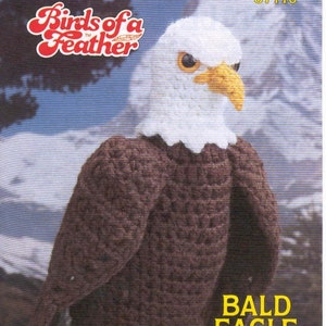 Vintage Bald Eagle Crochet Toy Pattern Instant Download Pdf Birds Crochet Easy Follow 15" Inch size