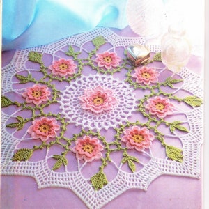 STUNNING Vintage Crochet Doily Pattern Round Roses Doily Centrepiece Vintage Thread Crochet Pdf  Instant Download