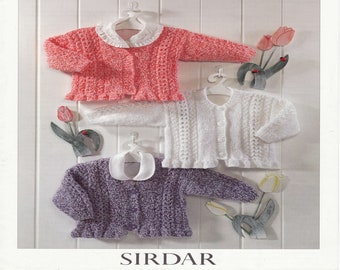 CUTE Vintage Baby Cardigans Knitting Pattern PDF Instant Download V neck/ Round neck 16- 26 "